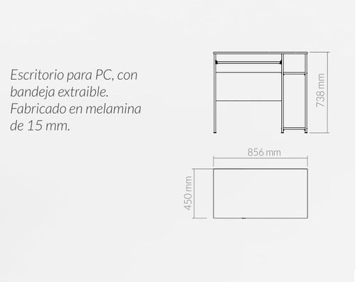 Piro Mesa Pc Escritorio 8000 Con Bandeja Extraíble 1