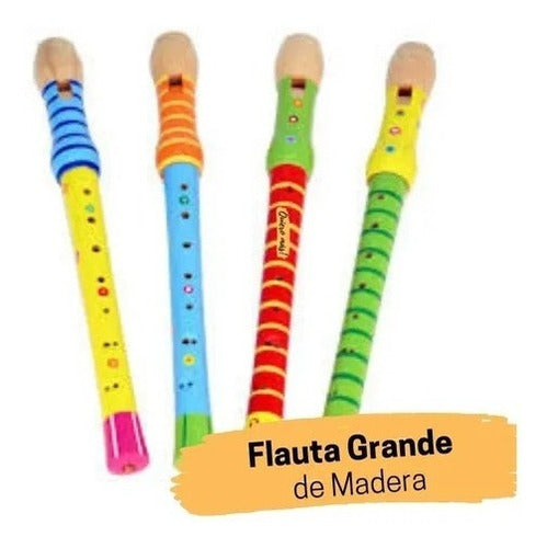 Instrumento Musical Infantil Flauta De Madera Colorida 32 Cm 1