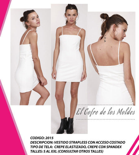 El Cofre de los Moldes - Digital Strapless Dress Pattern with Straps Sizes S to XXL 0