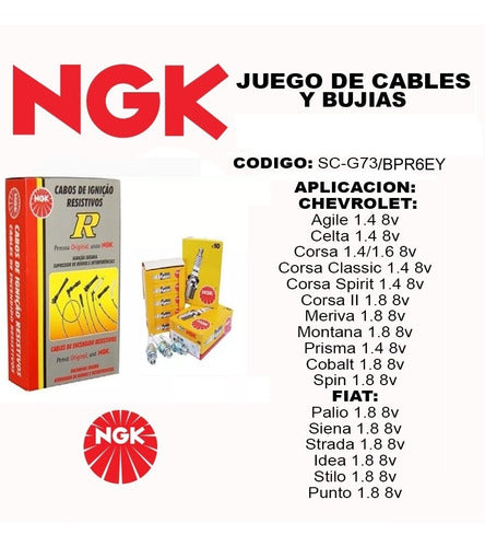 NGK Spark Plugs and Cables Kit for Corsa 1.4/1.6 8v - Replacement Parts 1