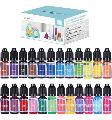 Fun Style Design Set Pigmentos Liquidos Velas Y Jabones 10 Ml X 24 0