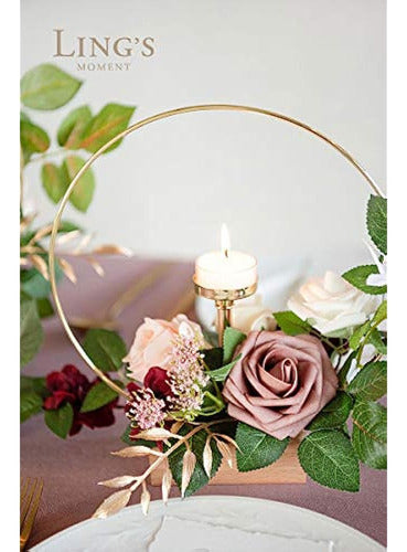 Ling's Moment Portavelas Hoop Wreath Floral Centerpieces 2