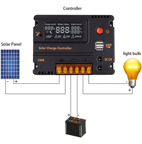 COSSCCI 10A 12V 24V Dual Intelligent Solar Charge Controller 2