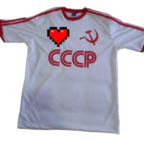 Vintage USSR Soviet Russian White Retro T-Shirt 0