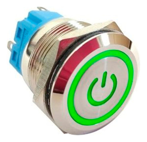 Pulsador Con Logo Boton Led Verde 22mm Con Retencion + Cable 1