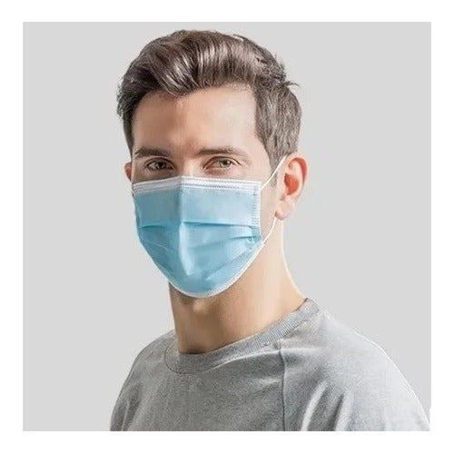 Pack of 50 Disposable Sky Blue Face Masks with Elastic Bands 4