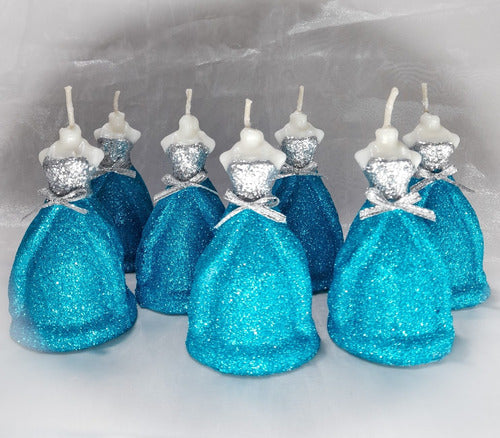 Set of 15 Handcrafted Glitter Finish Dress Candles for 15-Year-Old Ceremony 4