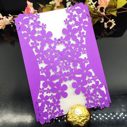 20 Cutout Sakura Flower Envelopes for Wedding, 15th Birthday Invitations 3