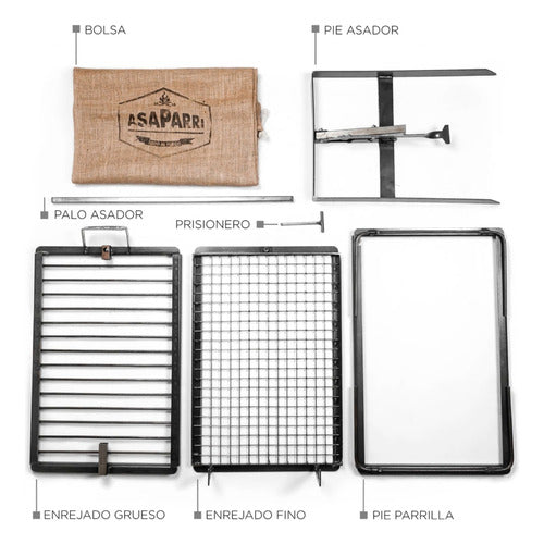 Kit Asaparri Parrillero Y Asador Portatil 1