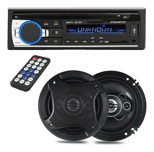 Combo Stereo Bluetooth Usb Fm Mp3 + Parlantes 16 Cm 500w 0