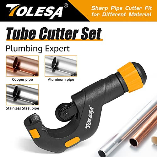 Tolesa Pipe Cutter Tool 3/16-2 Inch(5-50mm) Heavy Duty Metal Pipe Cutter With Deburring Tool Pipe Reamer Sharp Copper Tube Cutter Speed Cutting Tubing Cutter For Stainless Steel Aluminum Brass Pipe 1