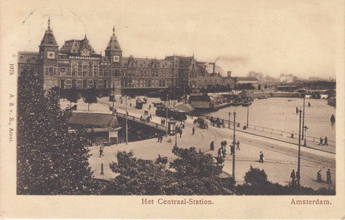 1910 Amsterdam Postal Estacion Central Ferrocarril Cursada 0