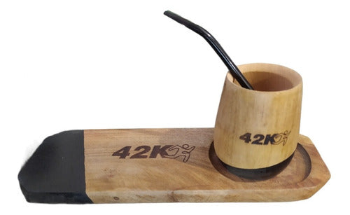 Wooden Personalized Engraved Mate Set with Logo - Set of 13 - Mate Madera Tabla Personalizado Grabado Logo Bombilla X13