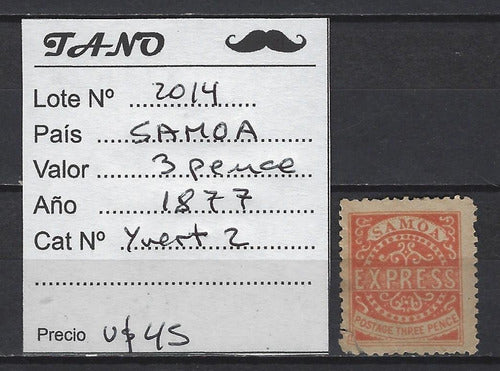 Lote2014 Samoa 3 Pence Año 1877 Yvert# 2 Rara De Ver 0