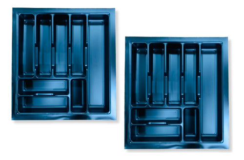 ORDINATO Set X 2 Cubiertero PVC Organizador De Cajón 44 X 48 Cm Negro 0