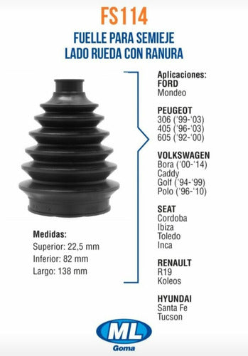 ML Goma Semi-Axis Boot Repair Kit for Seat Córdoba Ibiza Toledo Inca L R KS114 1