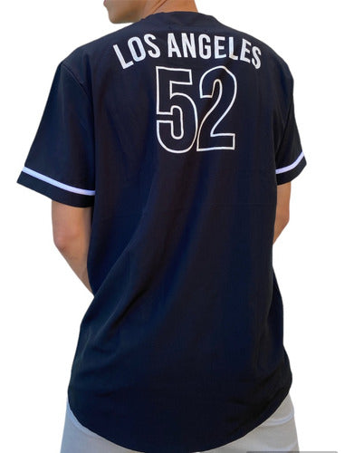 Baseball Shirt Maxioversize Los Angeles Double Print Black 1