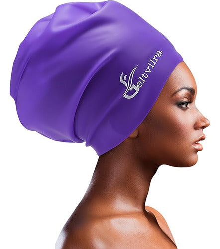 XL Waterproof Swimming Cap for Long Hair Dreadlocks Braids etc Purple 0