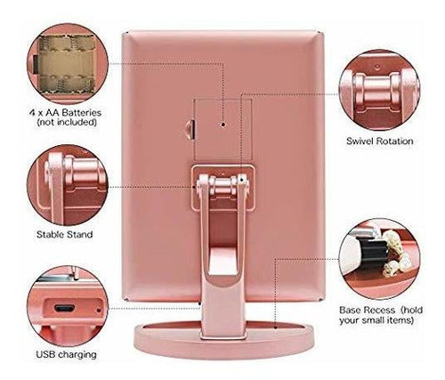 Deweisn Tri-Fold Lighted Vanity Makeup Mirror with 21 LED Lights, 3X/2X Magnification 4