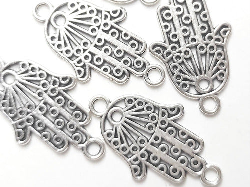 10 Metal Hand of Fatima Hamsa Connectors Jewelry Making Supplies 4
