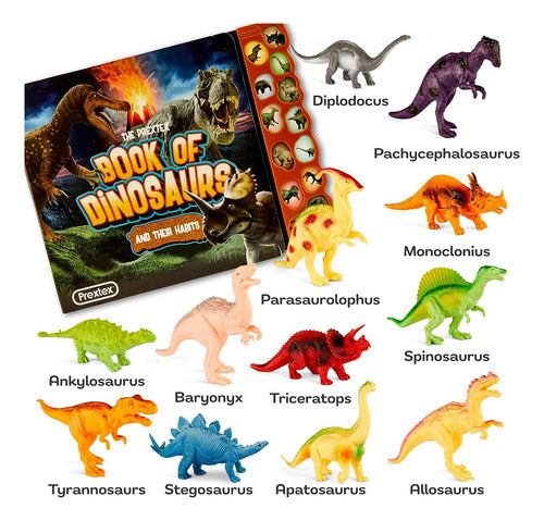 Juguete De Dinosaurios Para Niños Con 12 Figuras Y Libro Son 1