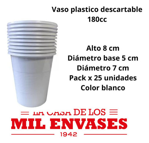 25-Pack Disposable Plastic 180cc White Party Cups 1