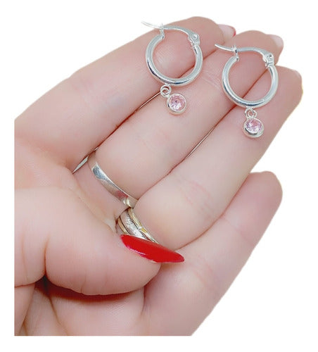 White Steel Hoop Earrings with Point of Light Various Shades 18