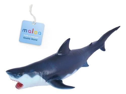 Maloa White Shark Toy Pintado A Mano + Ebook, Figuras De Ani 0