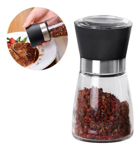 Pirotech Pepper Mill - Glass Spice Grinder with Ceramic Grinding Mechanism 0