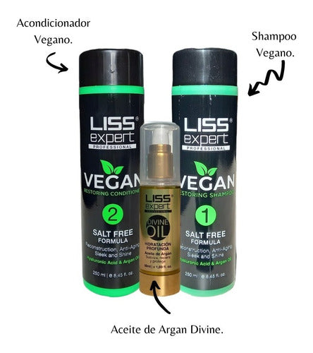 Liss Expert Vegan Shampoo + Conditioner + Argan Oil Kit 1