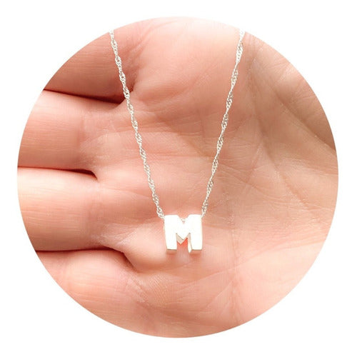 MG Joyas Initial Letter Pendant Chain in 925 Silver 0