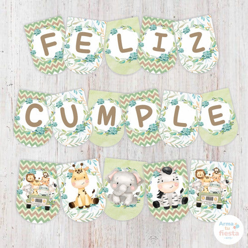 Kit Imprimible Animales Selva Safari Acuarela Texto Editable 4