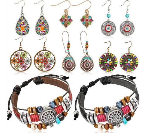 Hicarer Juego De 6 Pares De Aretes Colgantes Bohemios Vinta. 0