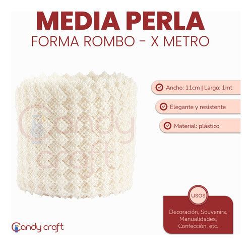 Diamond Shape Pearl Mesh by the Meter 1