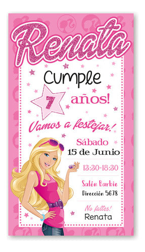 Tarjeta Cumpleaños Digital Barbie Inspirado 2 Formatos 0