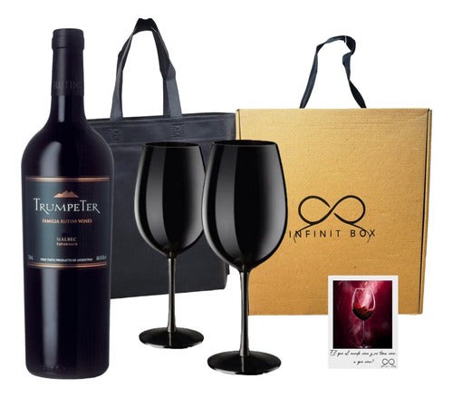 Trumpeter Malbec +2 Black Glasses Gift Box 0