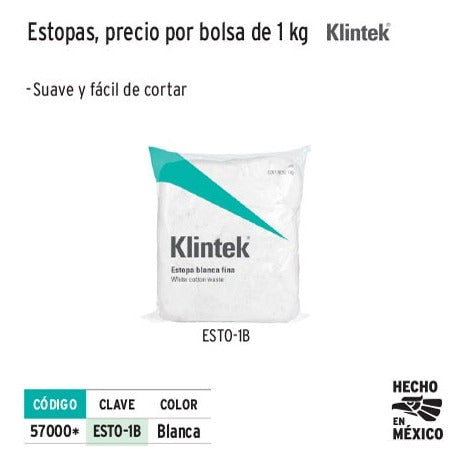 Estopa De Limpieza Blanca Fina Paquete 1 Kg Klintek Esto-1b 1