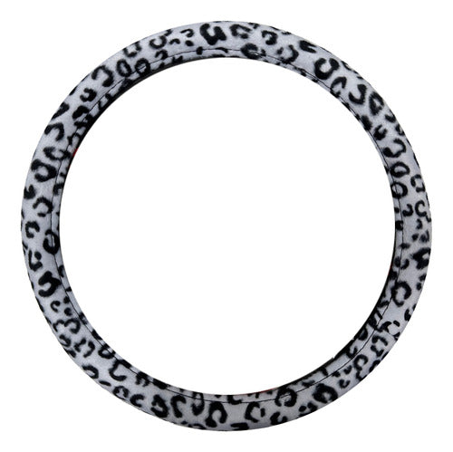 Iael Animal Print Steering Wheel Cover White and Black 38cm Afelpad 0