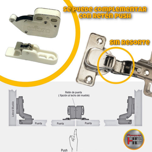 BRZ Bisagra Cazoleta Sin Resorte 35mm Codo 18 Puerta Mueble X2 1