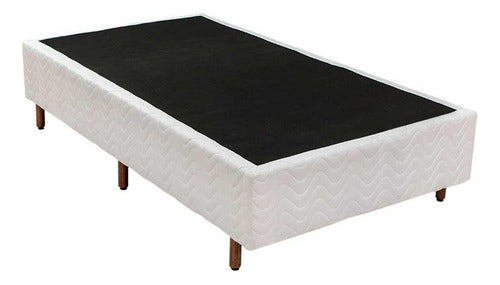 Cama Box Base Solteiro Bordado Branco (88x25)polar 0