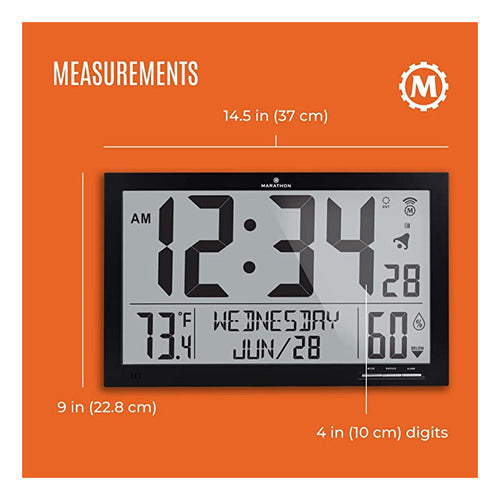 Marathon Jumbo Slim Atomic Wall Clock with Screen 4