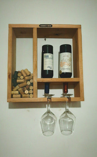 Barrels.Deco Rustic Wooden Wine Rack with Cork Holder 0