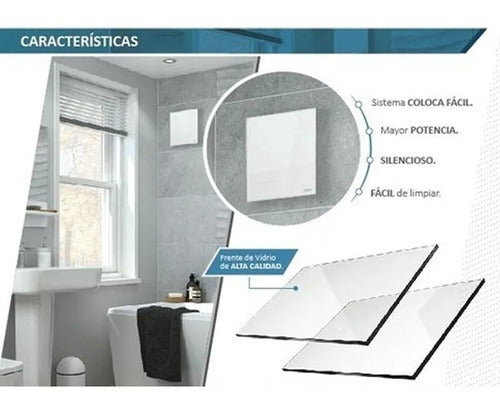 Extractor De Baño Hydra De Vidrio Gris Tiza 100mm Bajo Consu 4