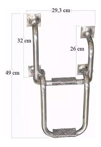 Escada Dobrável Baixa 2 Degraus Para Barcos Lanchas Veleiros 3