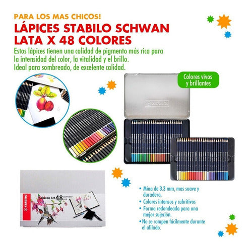 Stabilo 48 Color Schwan Art Pencils in Metal Case 2