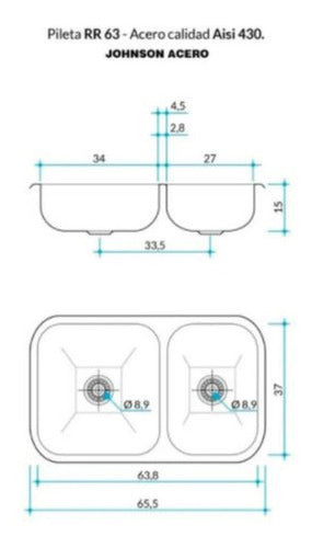 Johnson Combo Cocina Canilla Bacha Doble RR63 4