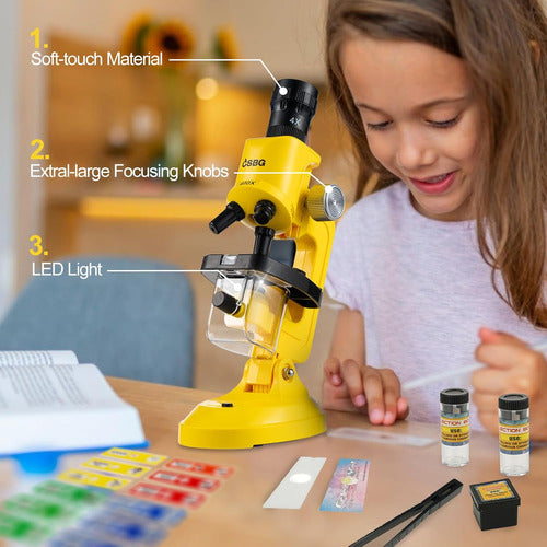 Little World Microscope Beginner with LED, Magnification 100X, 400X, and 1200X 2