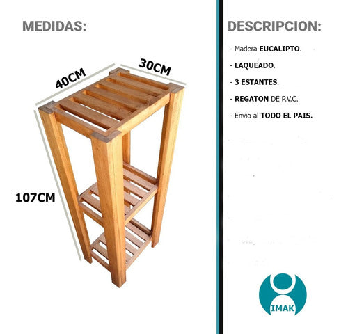 Imak Tolva Organizador Estantería Eucalipto 3 Estantes Repisa 1