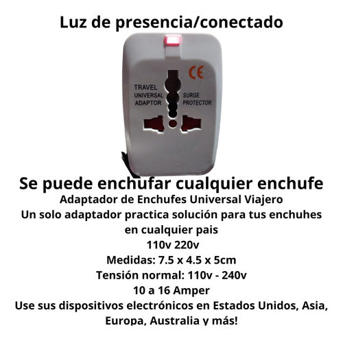 Adaptador Universal Viaje Carga Tu Dispositivo Por El Mundo! 3