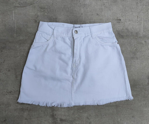 White Distressed Denim Skirt Inquieta 1